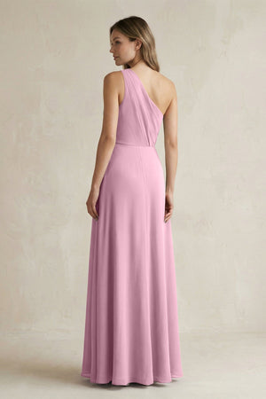 One-Shoulder Chiffon A-Line Bridesmaid Dress With Slit in Vintage Mauve - KissProm BRIDESMAID DRESSES