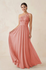 One - Shoulder Lace Chiffon A - Line Bridesmaid Dress in Mulberry - KissProm Bridesmaid Dresses