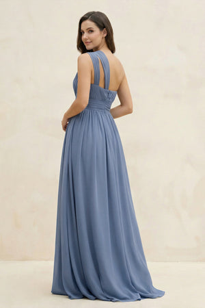 One - Shoulder Pleated A - Line Chiffon Bridesmaid Dress - KissProm Bridesmaid Dresses