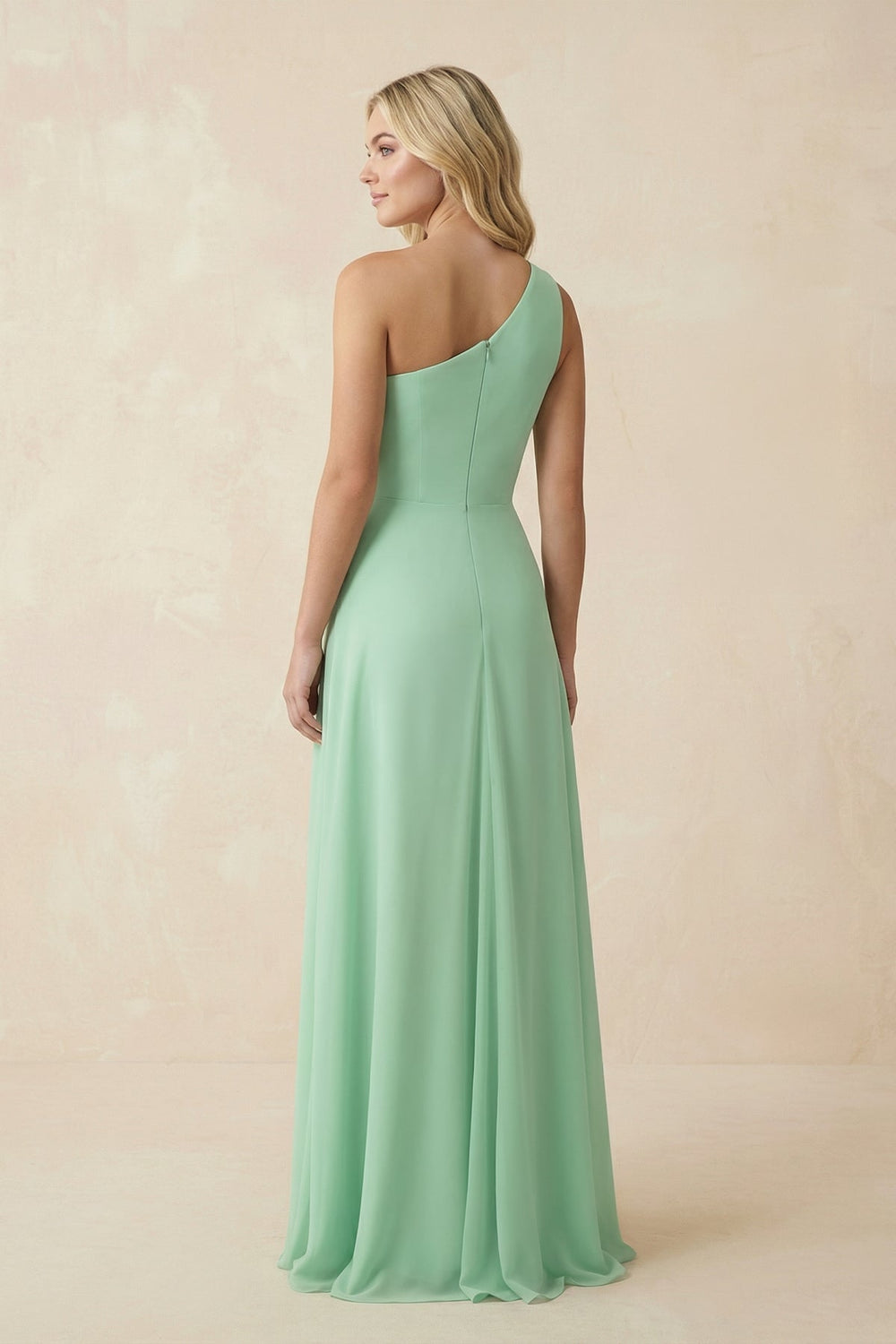 One - Shoulder Ruched A - Line Chiffon Bridesmaid Dress - KissProm Bridesmaid Dresses