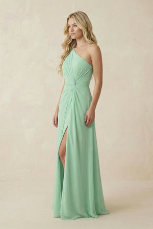 One - Shoulder Ruched A - Line Chiffon Bridesmaid Dress - KissProm Bridesmaid Dresses