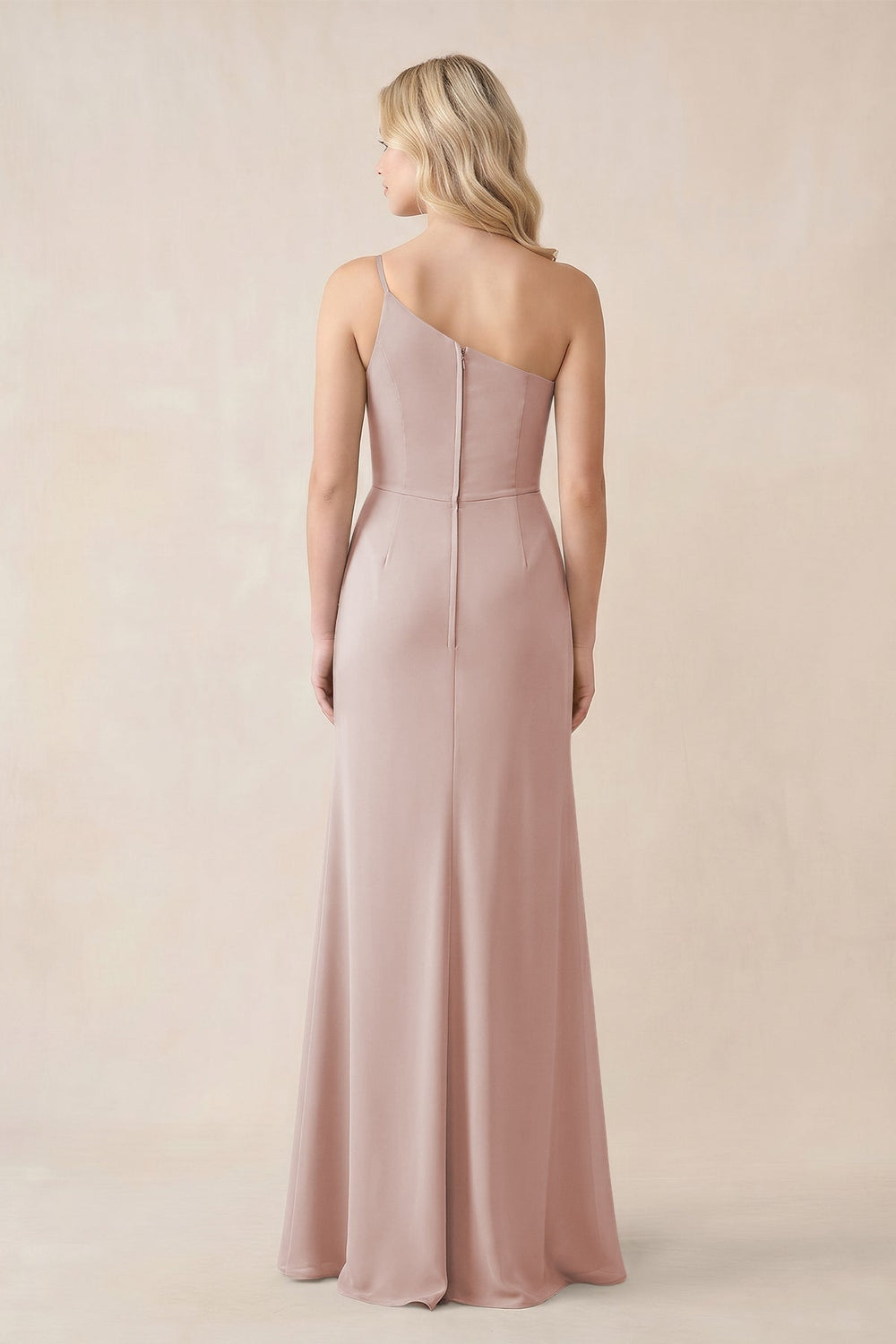 One - Shoulder Sheath Chiffon Ruched Bridesmaid Dress in Toffee - KissProm Bridesmaid Dresses
