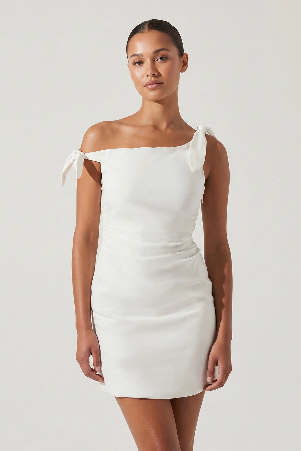 One-Shoulder Sheath Graduation Dress With Bow - KISSPROM