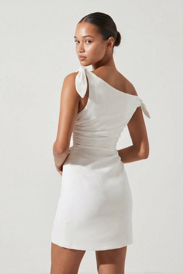 One-Shoulder Sheath Graduation Dress With Bow