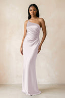 One - Shoulder Sheath Ruched Bridesmaid Dress in Dusk - KissProm Bridesmaid Dresses