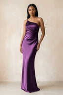 One - Shoulder Sheath Ruched Bridesmaid Dress in Plum - KissProm Bridesmaid Dresses