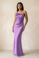 One - Shoulder Sheath Ruched Bridesmaid Dress in Wisteria - KissProm Bridesmaid Dresses