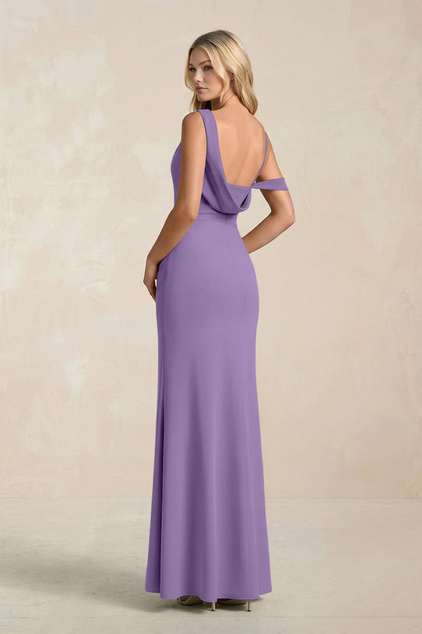 One - Shoulder Sheath Ruched Bridesmaid Dress With Slit in Tahiti - KissProm Bridesmaid Dresses
