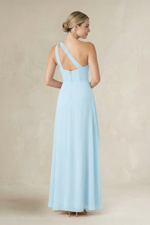 One - Shoulder Sheath Ruched Ruffled Bridesmaid Dress - KissProm Bridesmaid Dresses