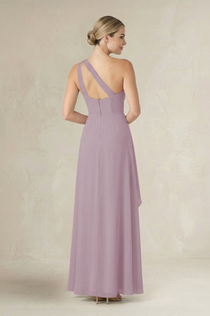 One - Shoulder Sheath Ruched Ruffled Bridesmaid Dress in Dusk - KissProm Bridesmaid Dresses