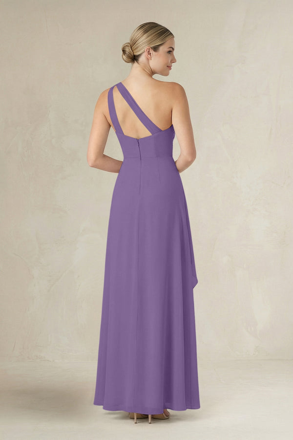 One - Shoulder Sheath Ruched Ruffled Bridesmaid Dress in Tahiti - KissProm Bridesmaid Dresses
