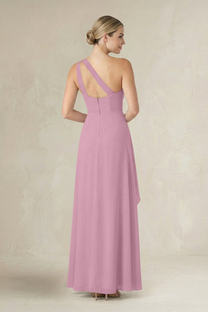 One - Shoulder Sheath Ruched Ruffled Bridesmaid Dress in Vintage Mauve - KissProm Bridesmaid Dresses