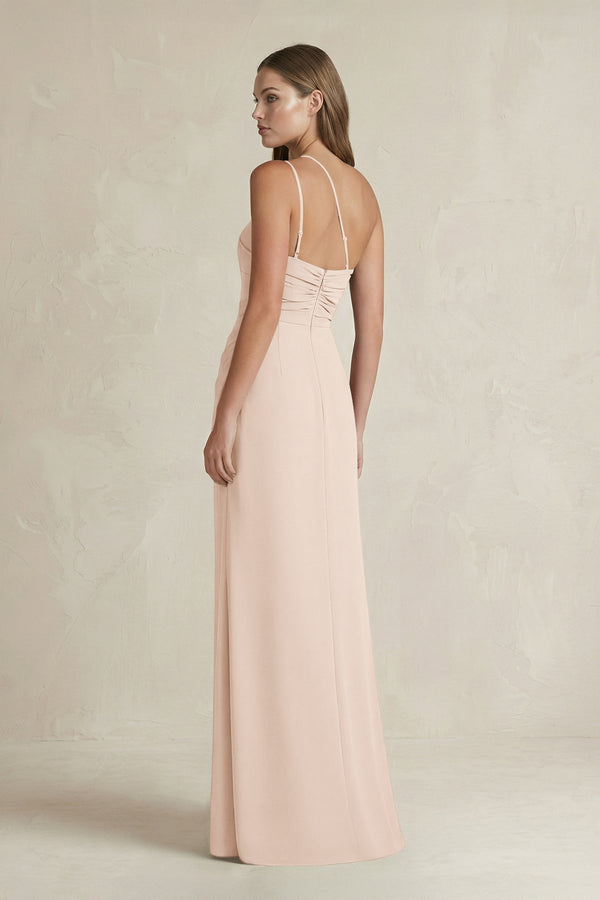 One - Shoulder Sheath Satin Bridesmaid Dress in Buttercream - KissProm Bridesmaid Dresses