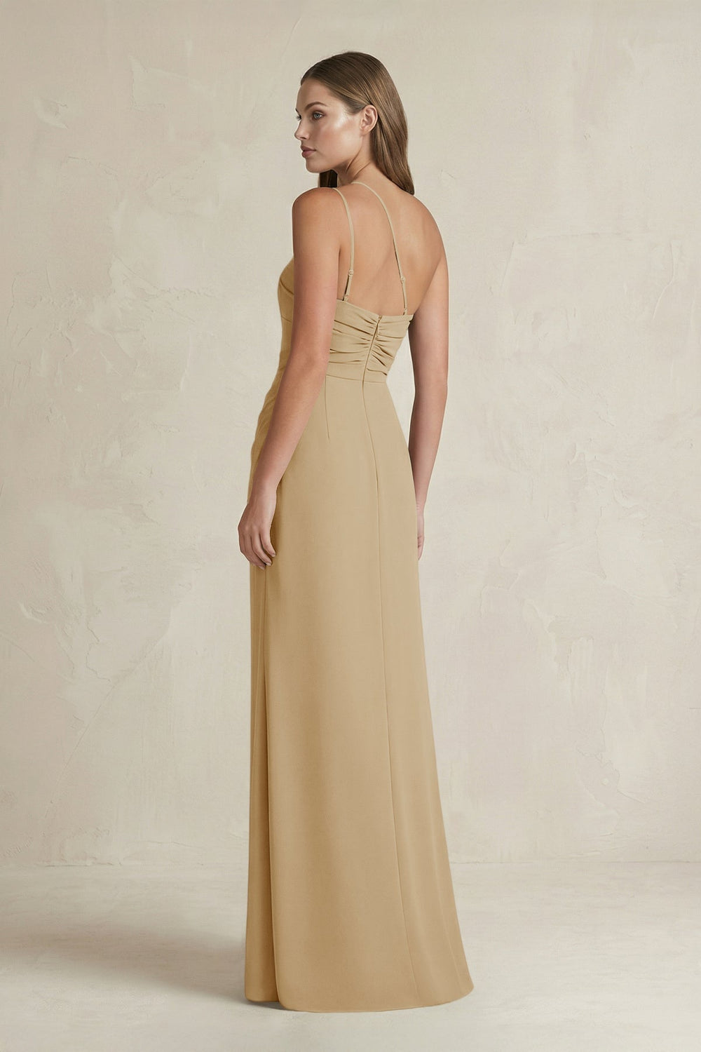 One - Shoulder Sheath Satin Bridesmaid Dress in Champagne - KissProm Bridesmaid Dresses