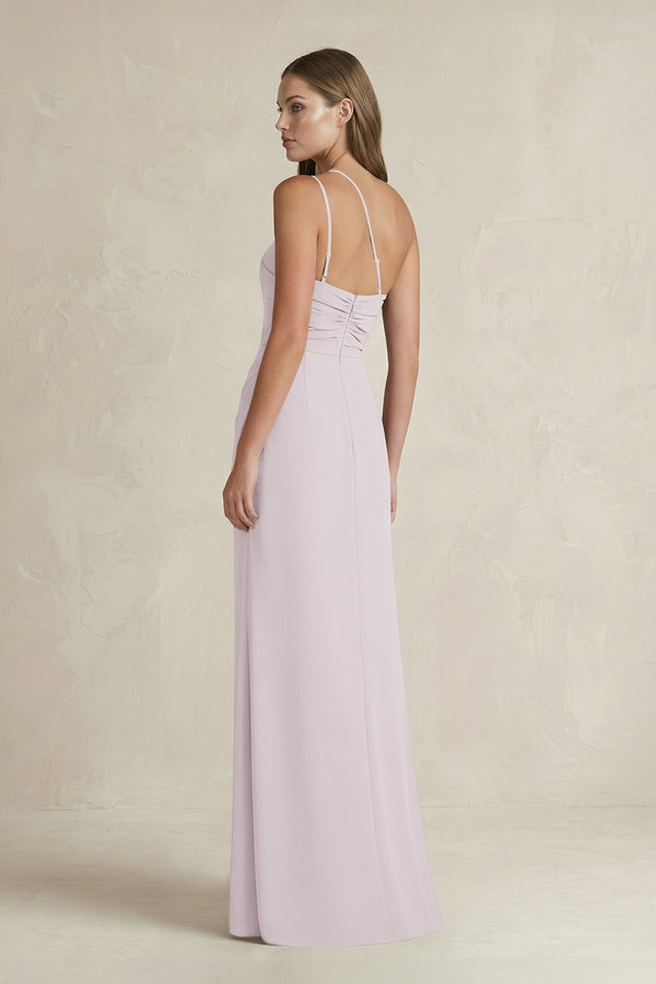 One - Shoulder Sheath Satin Bridesmaid Dress in Dusk - KissProm Bridesmaid Dresses