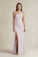 One - Shoulder Sheath Satin Bridesmaid Dress in Dusk - KissProm Bridesmaid Dresses