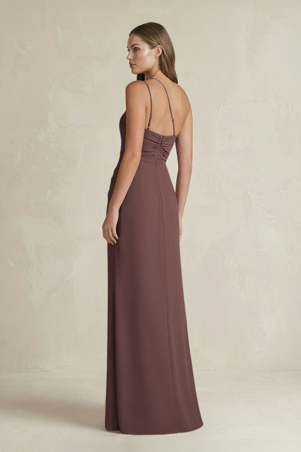 One - Shoulder Sheath Satin Bridesmaid Dress in Espresso - KissProm Bridesmaid Dresses