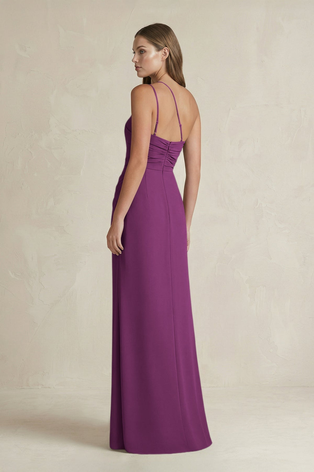 One - Shoulder Sheath Satin Bridesmaid Dress in Fig - KissProm Bridesmaid Dresses