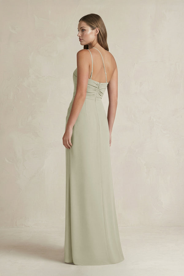 One - Shoulder Sheath Satin Bridesmaid Dress in Frost - KissProm Bridesmaid Dresses
