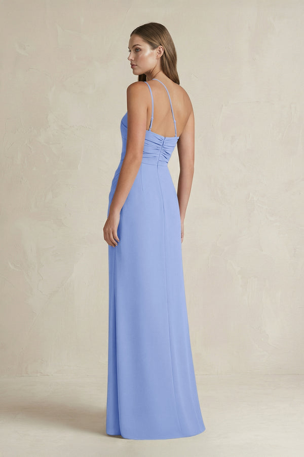One - Shoulder Sheath Satin Bridesmaid Dress in Ice - KissProm Bridesmaid Dresses