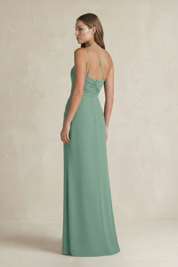 One - Shoulder Sheath Satin Bridesmaid Dress in Mint Green - KissProm Bridesmaid Dresses