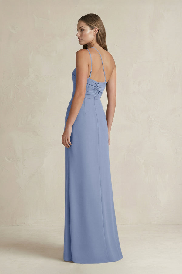 One - Shoulder Sheath Satin Bridesmaid Dress in Mist - KissProm Bridesmaid Dresses