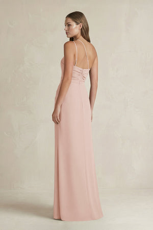 One - Shoulder Sheath Satin Bridesmaid Dress in Pale Blush - KissProm Bridesmaid Dresses