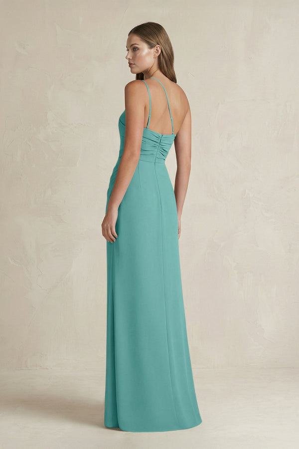 One - Shoulder Sheath Satin Bridesmaid Dress in Pale Pistachio - KissProm Bridesmaid Dresses