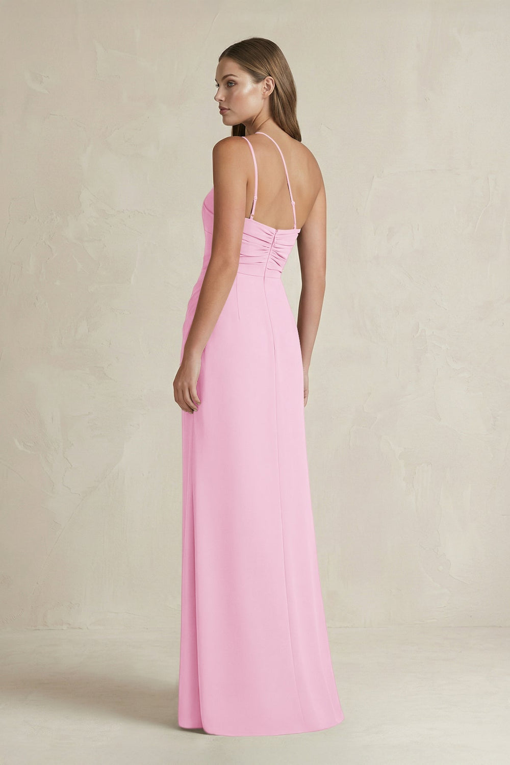 One - Shoulder Sheath Satin Bridesmaid Dress in Pink - KissProm Bridesmaid Dresses