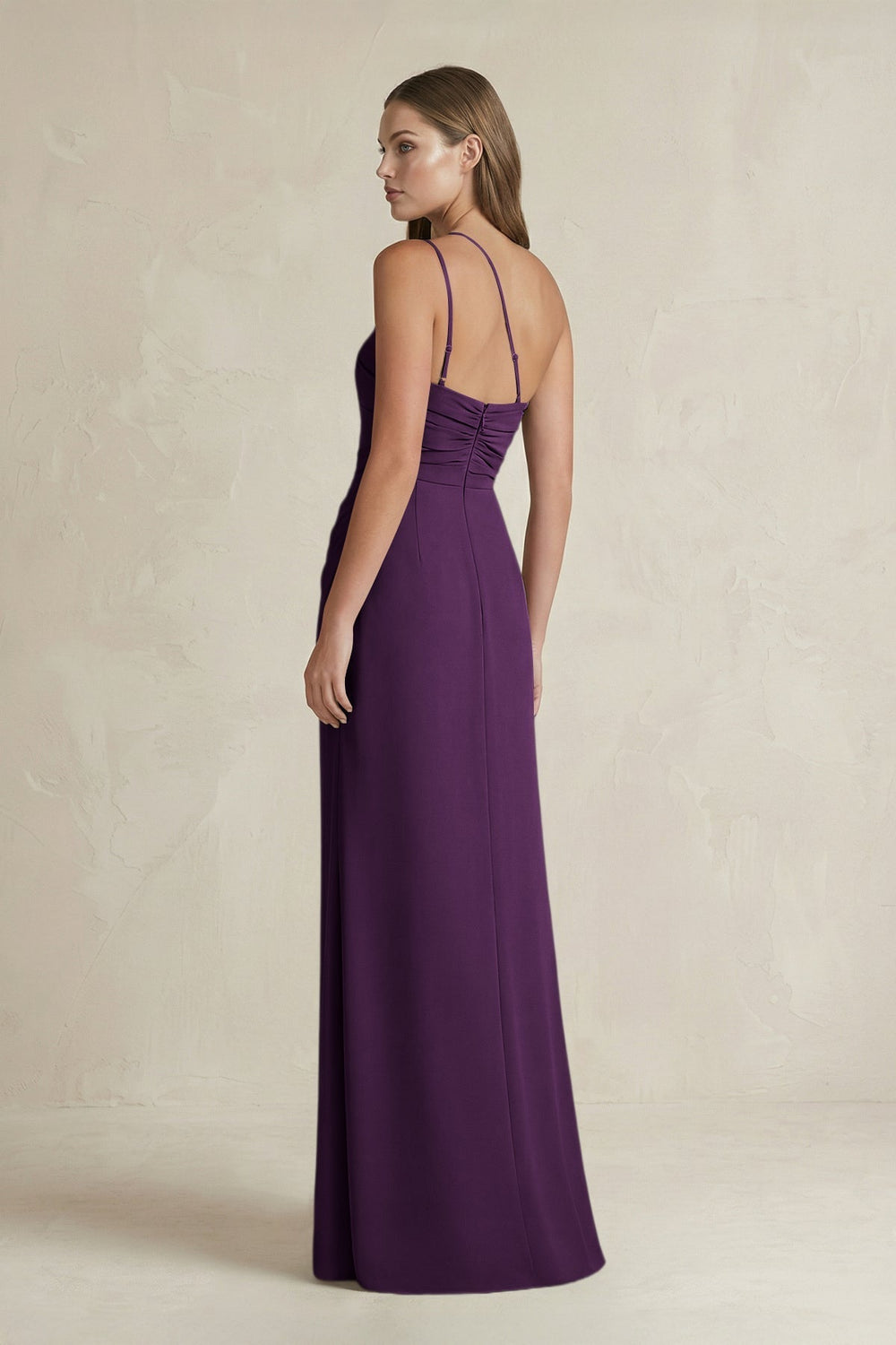 One - Shoulder Sheath Satin Bridesmaid Dress in Plum - KissProm Bridesmaid Dresses