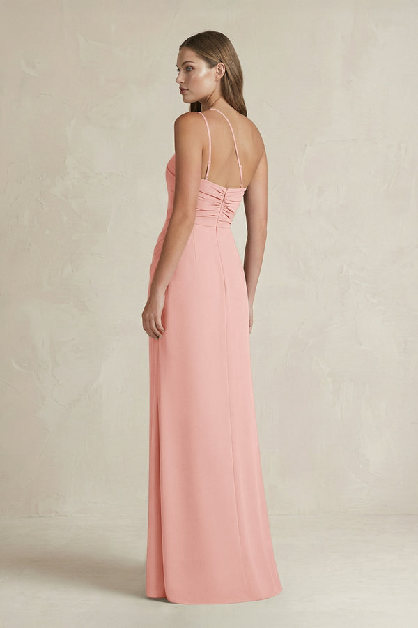 One - Shoulder Sheath Satin Bridesmaid Dress in Rose Petal - KissProm Bridesmaid Dresses