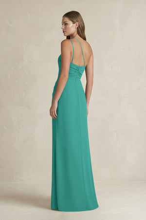 One - Shoulder Sheath Satin Bridesmaid Dress in Sea Glass - KissProm Bridesmaid Dresses