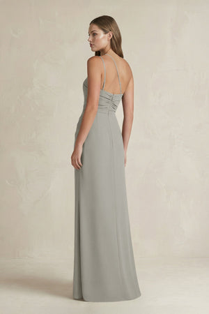 One - Shoulder Sheath Satin Bridesmaid Dress in Silver - KissProm Bridesmaid Dresses