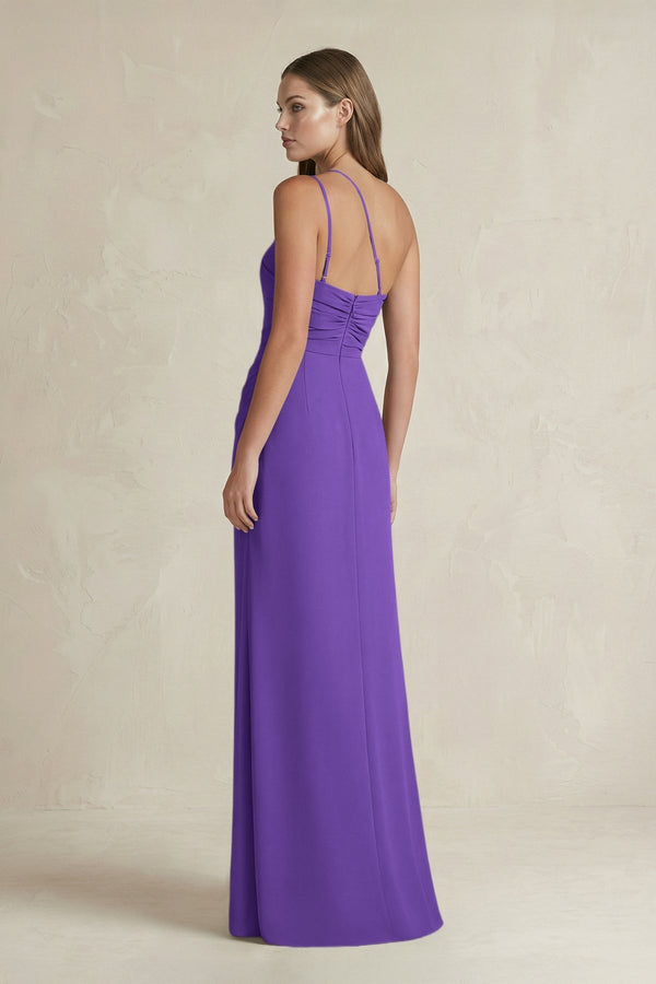 One - Shoulder Sheath Satin Bridesmaid Dress in Tahiti - KissProm Bridesmaid Dresses