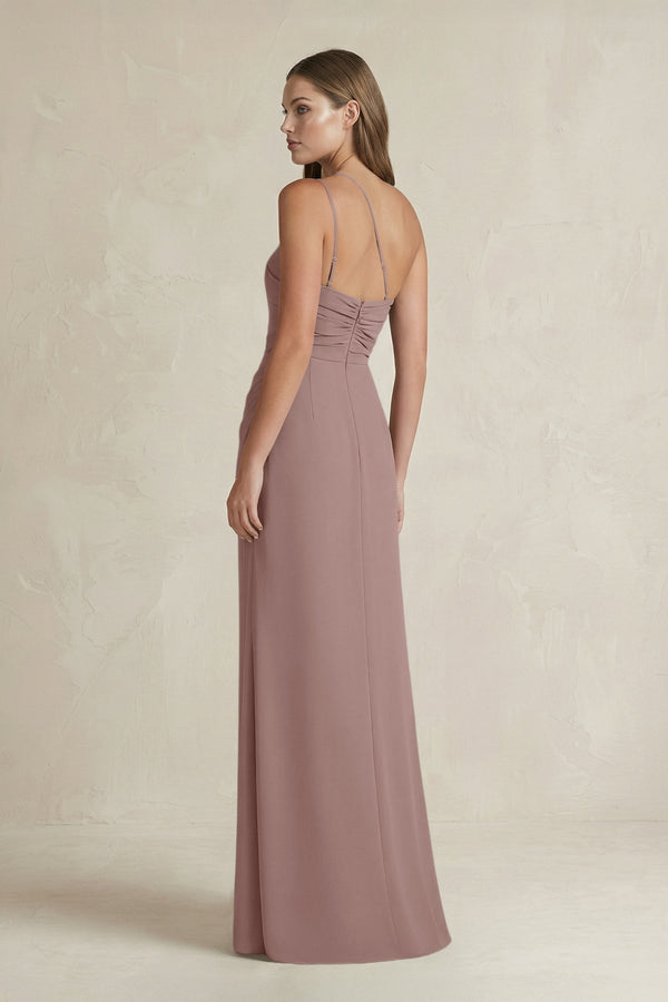 One - Shoulder Sheath Satin Bridesmaid Dress in Toffee - KissProm Bridesmaid Dresses