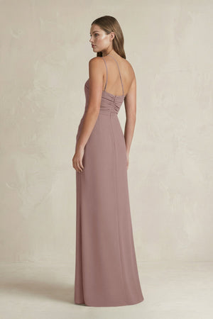 One - Shoulder Sheath Satin Bridesmaid Dress in Toffee - KissProm Bridesmaid Dresses