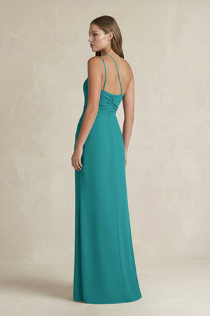 One - Shoulder Sheath Satin Bridesmaid Dress in Turquoise - KissProm Bridesmaid Dresses