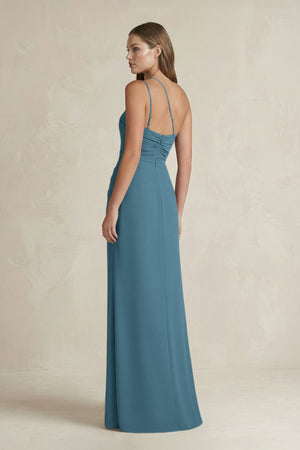 One - Shoulder Sheath Satin Bridesmaid Dress in Twilight - KissProm Bridesmaid Dresses