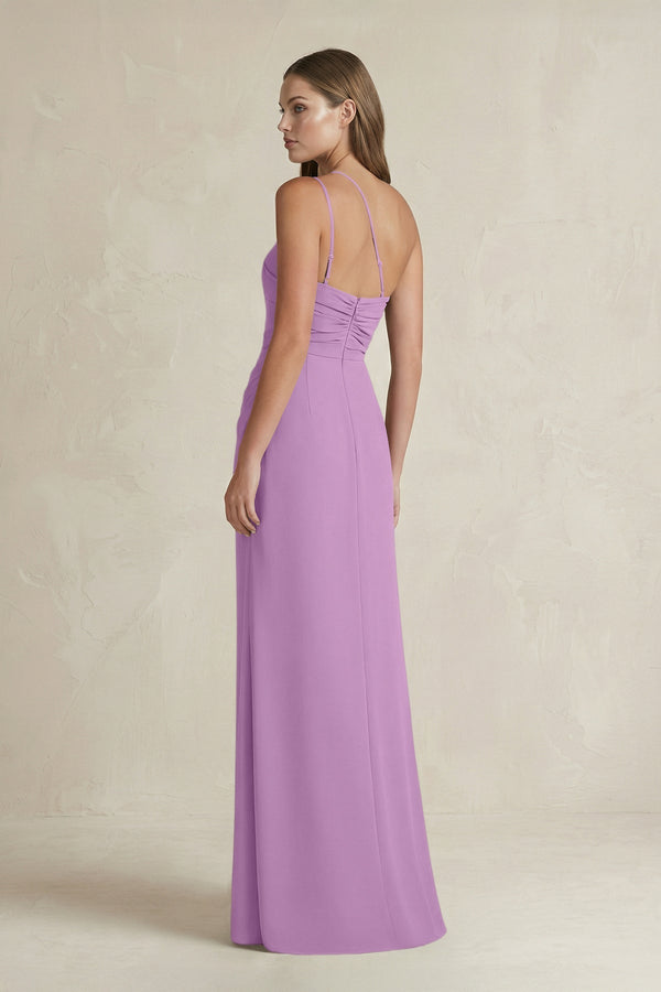 One - Shoulder Sheath Satin Bridesmaid Dress in Vintage Mauve - KissProm Bridesmaid Dresses
