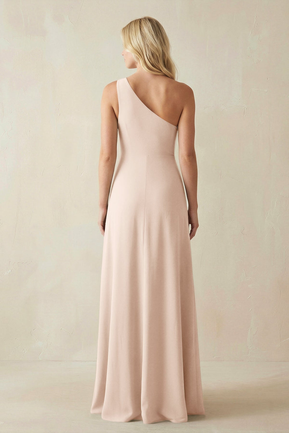 One - Shoulder Sheath Satin Bridesmaid Dress With Slit in Buttercream - KissProm Bridesmaid Dresses