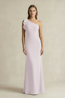 One - Shoulder Sheath Satin Long Bridesmaid Dress in Dusk - KissProm Bridesmaid Dresses