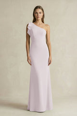 One - Shoulder Sheath Satin Long Bridesmaid Dress in Dusk - KissProm Bridesmaid Dresses