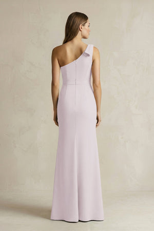 One - Shoulder Sheath Satin Long Bridesmaid Dress in Dusk - KissProm Bridesmaid Dresses