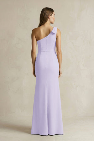 One - Shoulder Sheath Satin Long Bridesmaid Dress in Lavender - KissProm Bridesmaid Dresses