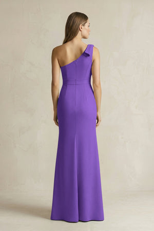 One - Shoulder Sheath Satin Long Bridesmaid Dress in Tahiti - KissProm Bridesmaid Dresses