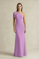 One - Shoulder Sheath Satin Long Bridesmaid Dress in Vintage Mauve - KissProm Bridesmaid Dresses