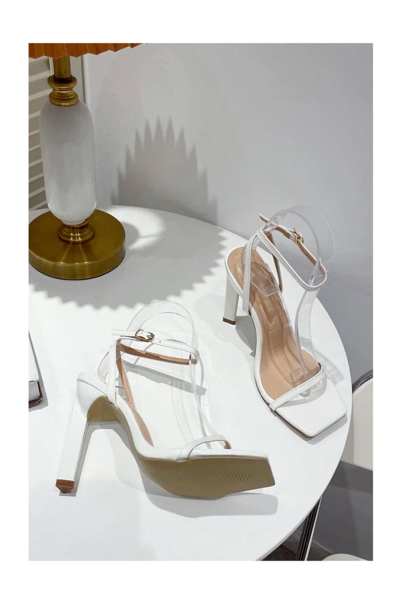 One Word with Square Head Thick High Heels - KissProm