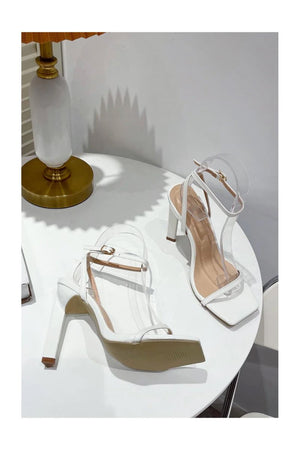 One Word with Square Head Thick High Heels - KissProm