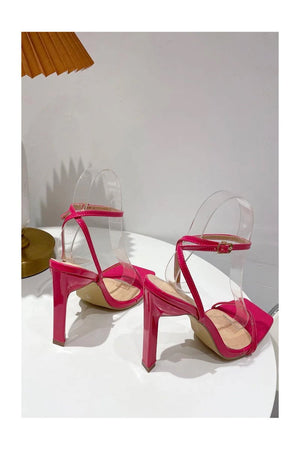 One Word with Square Head Thick High Heels - KissProm