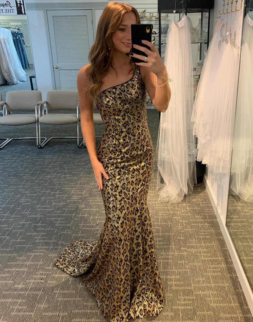 Tasha | Mermaid One Shoulder Leopard Prom Dress